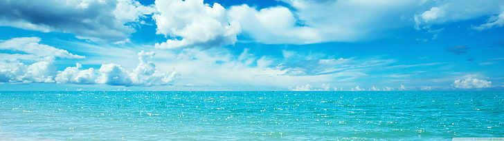 body of water, multiple display, sky, clouds, cloud - sky, sea, HD wallpaper