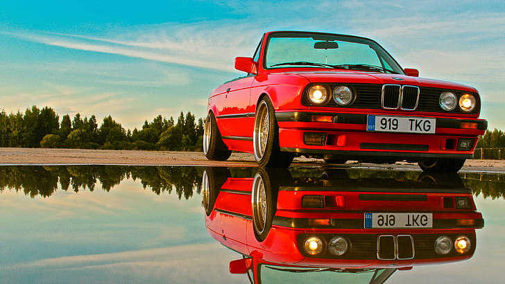 car, BMW, reflection, BMW E30, HD wallpaper