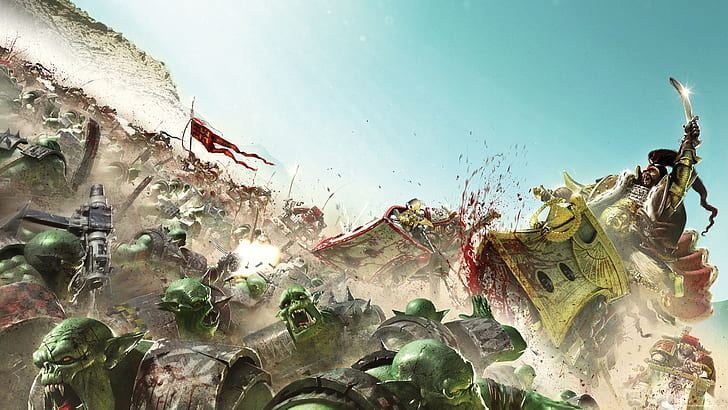 blood, bike, space marines, battle, Warhammer 40 000, orc, Jaghatai Khan, HD wallpaper