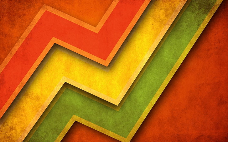 red, yellow, and green chevron abstract wallpaper, grunge, color, HD wallpaper