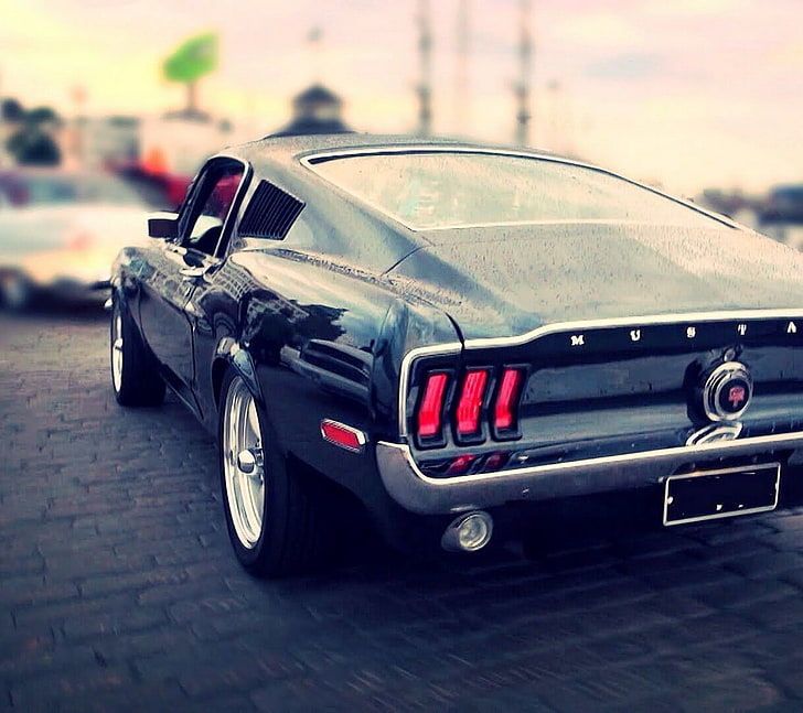 black Ford Mustang, car, land Vehicle, transportation, retro Styled, HD wallpaper