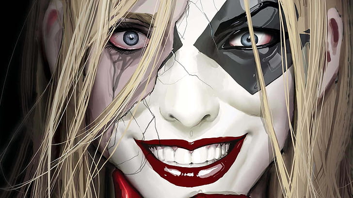 Harley Quinn, DC Comics, superheroines, women, blonde, blue eyes, HD wallpaper