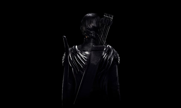 Katniss Everdeen, Girl, Fantasy, Black, Warrior, Wallpaper, Jennifer Lawrence, HD wallpaper