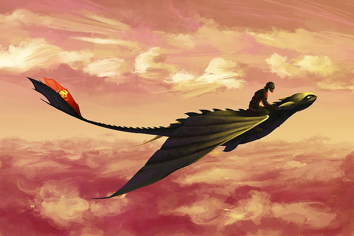 Hiccup And Toothless Flying, HD wallpaper