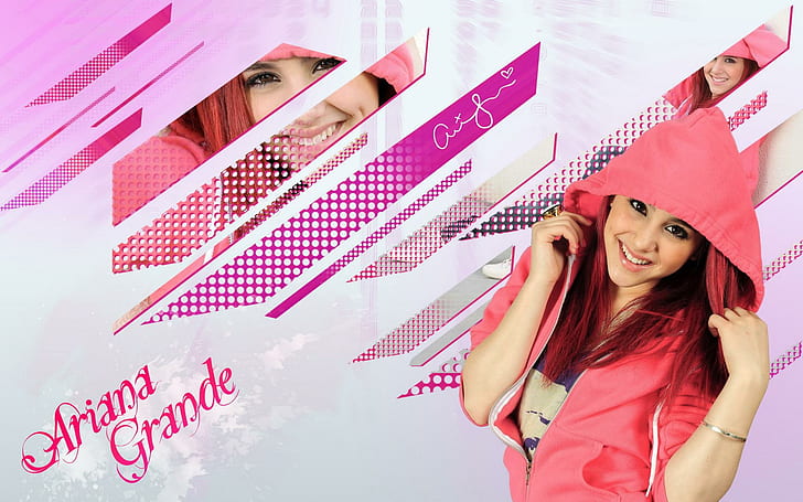 Ariana Grande Cute Pink Jacket, celebrity, celebrities, girls, HD wallpaper