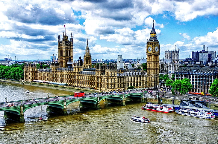 Westminster, London, palace of westminster, bridge, river, thames, HD wallpaper