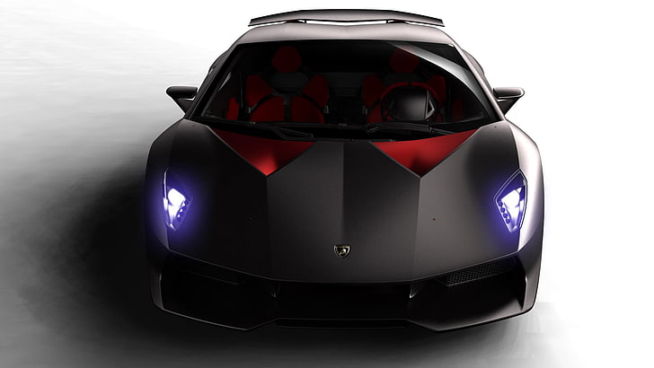 black Lamborghini car, sesto elemento, front view, land Vehicle