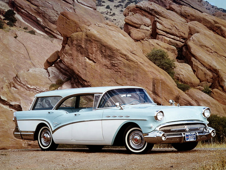 1957, buick, caballero, century, retro, stationwagon, HD wallpaper