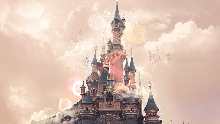Disneyland Castle Fireworks HD, fantasy, HD wallpaper