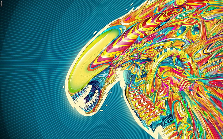 Alien (movie), psychedelic, Matei Apostolescu, multi colored, HD wallpaper
