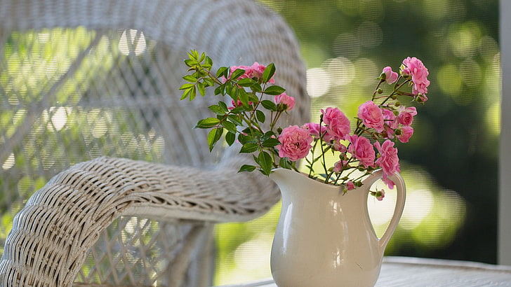 romantic, flower, vase, floral, flowers, decoration, plant, HD wallpaper