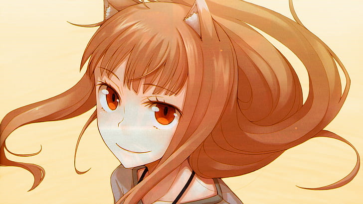anime girls, artwork, Holo, Spice and Wolf, wolf girls