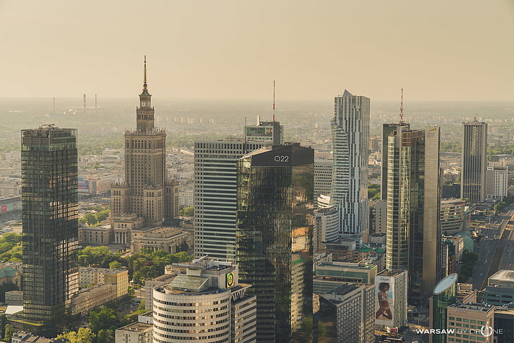 Warsaw, skyline, skyscraper, Poland, building exterior, built structure, HD wallpaper