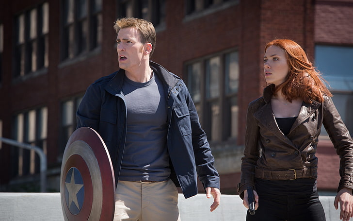 Chris Evans and Scarlet Johansen, Captain America: The Winter Soldier, HD wallpaper