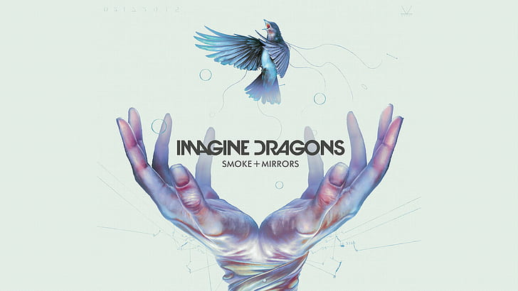 Imagine Dragons Smoke + Mirrors album cover, text, western script