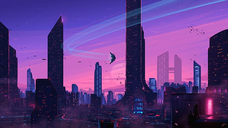 JoeyJazz, cityscape, futuristic, science fiction