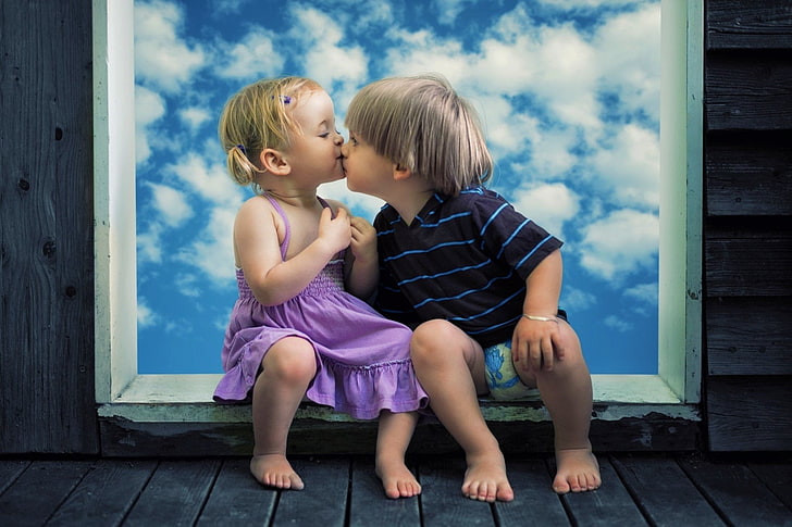 HD wallpaper: Photography, Child, Boy, Cloud, Cute, Girl, Kiss, Little Boy  | Wallpaper Flare