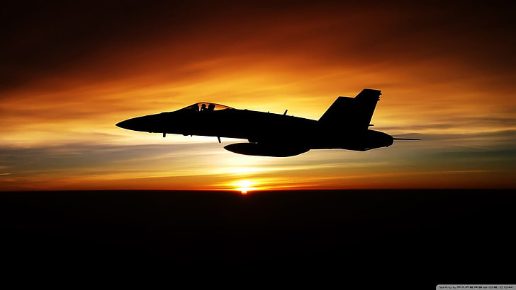 jet silhouette photo, military, McDonnell Douglas F/A-18 Hornet, HD wallpaper