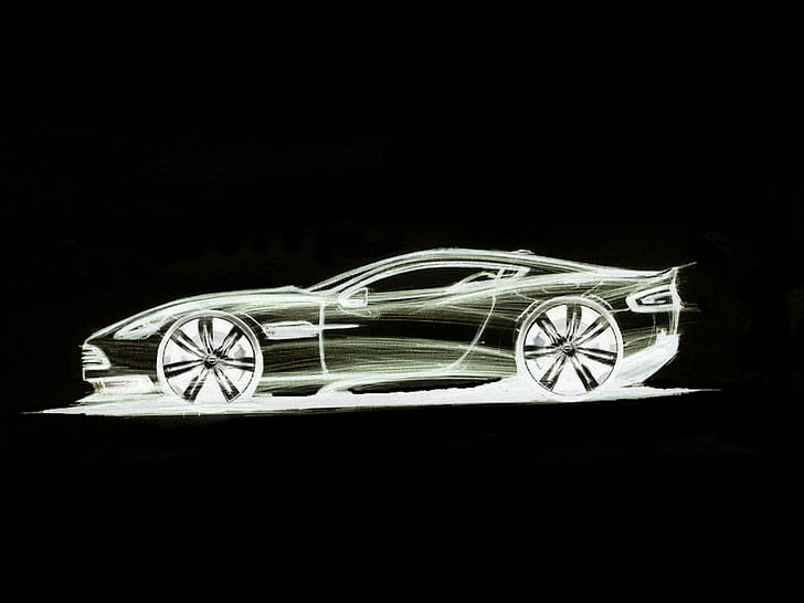 Hd Wallpaper Aston Martin Sketch Black Draw White Cars Wallpaper Flare