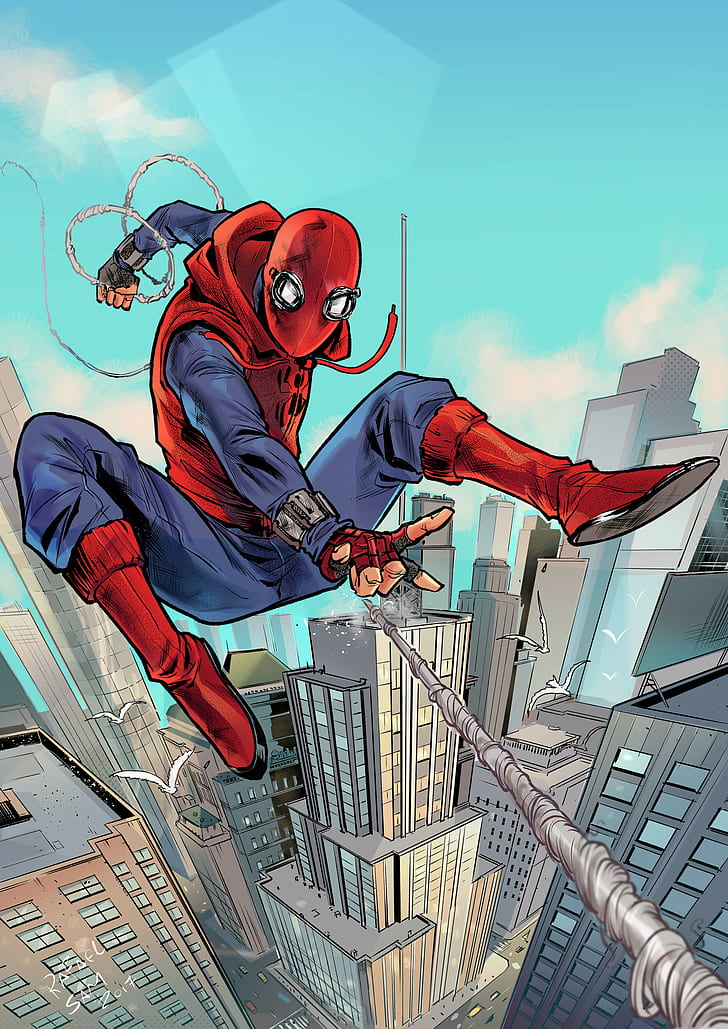 Rafael Sam, illustration, Marvel Comics, Spider-Man, Spider-Man Homecoming (Movie), HD wallpaper