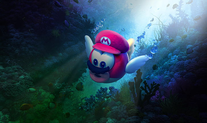 4K, Super Mario Odyssey, 8K, Underwater