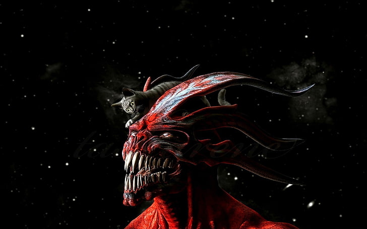 Devil With Red Horns Wallpaper Download