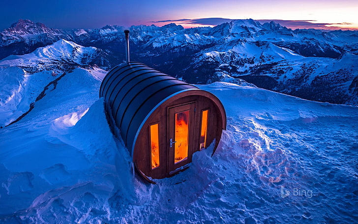 Italy Dolomites Lagazuoi Sauna Bing 2018, cold temperature, mountain, HD wallpaper