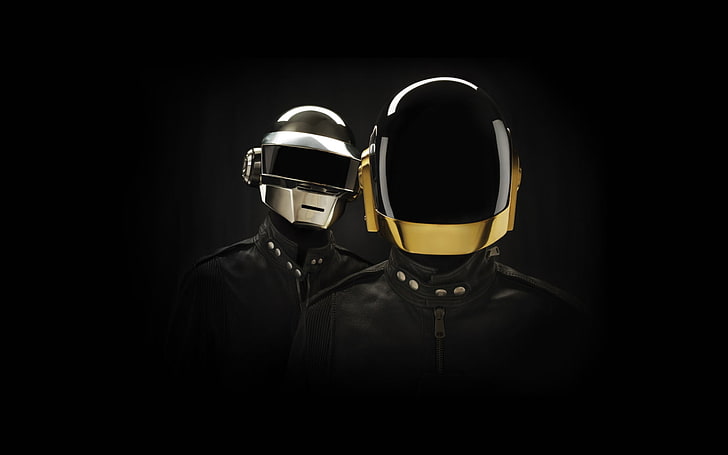 Daft Punk, music, black background, dark, artwork, studio shot