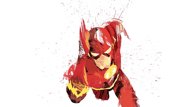 The Flash illustration, DC Comics, superhero, white background, HD wallpaper