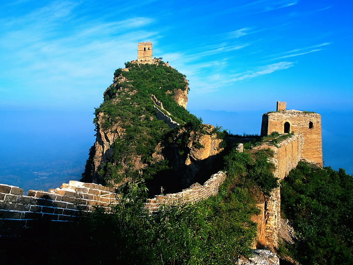 nature, Great Wall of China, green, clouds