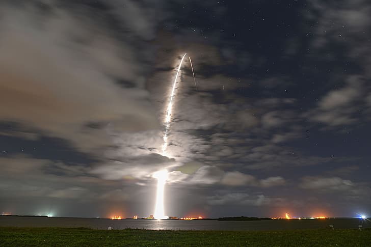 rocket, starlink, SpaceX, clouds, timelapse