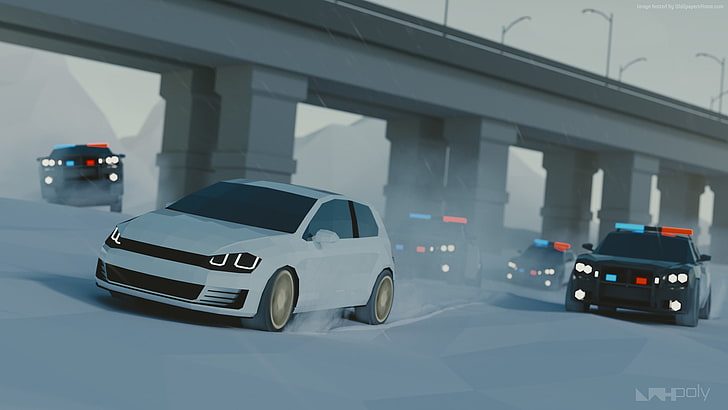 3D, Police Chase, 4K, Low Poly, HD wallpaper