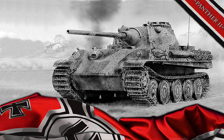 gray military tank illustration, Germany, Panther, art, tanks HD wallpaper