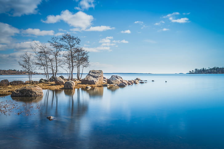 panoramic photography of calm water, Spring, kotka, finland, sea, HD wallpaper