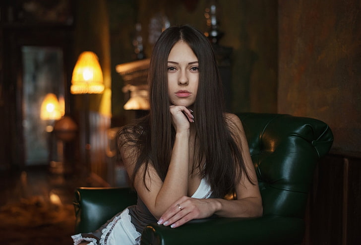Catherine Timokhina, women, Maxim Maximov, portrait, long hair, HD wallpaper