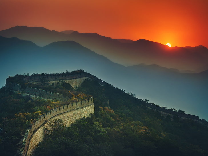 Great Wall of China, mountain, scenics - nature, sky, beauty in nature, HD wallpaper