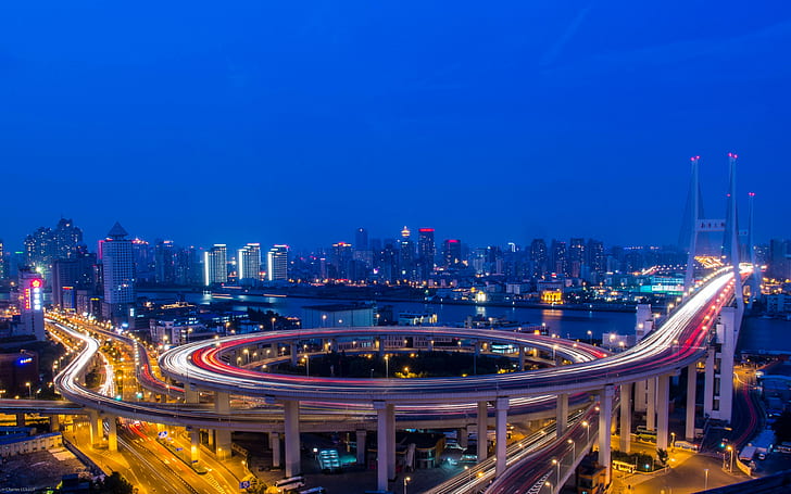 nanpu bridge, river backgrounds, huangpu, Shanghai, Download 3840x2400 nanpu bridge