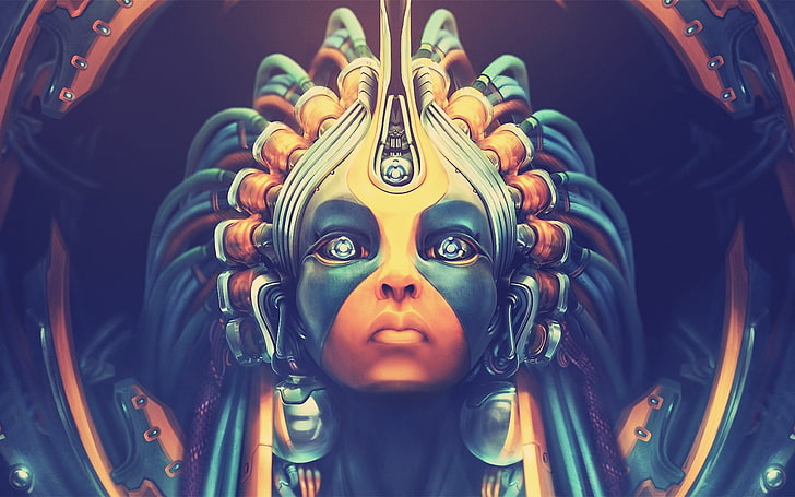 woman's face, cyberpunk, fantasy art, artwork, fantasy girl, digital art, HD wallpaper