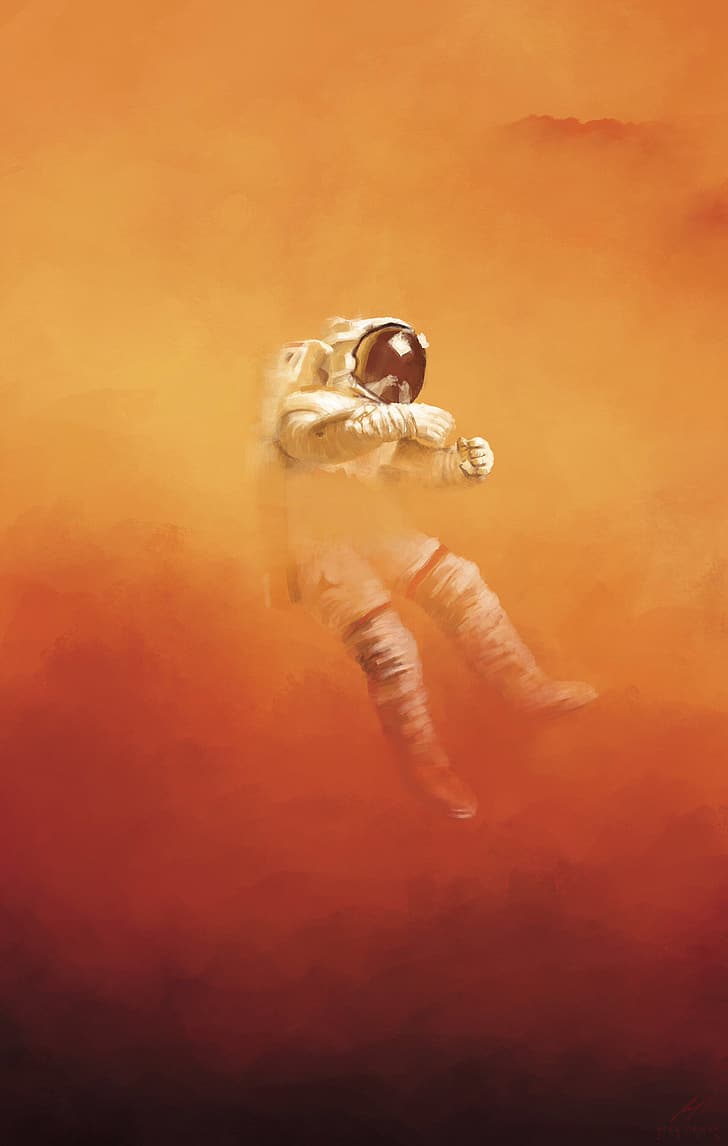 HD wallpaper: The Martian, astronaut, dust, orange background, digital  painting | Wallpaper Flare