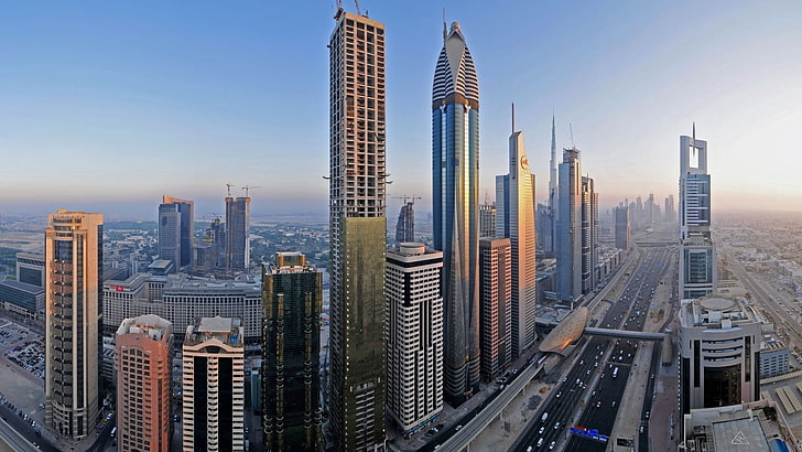 skyscraper buildings, cityscapes, dubai, desert, arabian, united Arab Emirates, HD wallpaper
