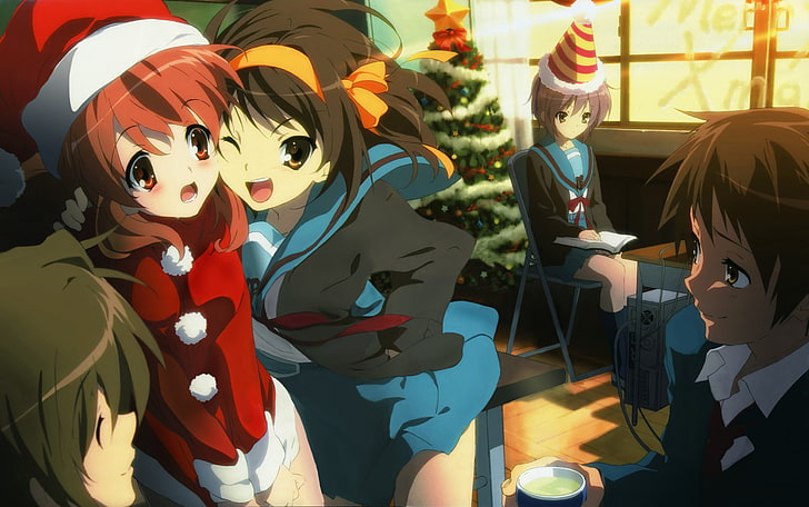 Suzumiya Haruhi, The Melancholy of Haruhi Suzumiya, Christmas, HD wallpaper