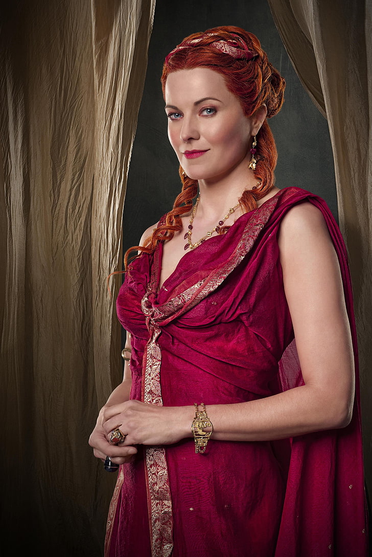 women redheads lucy lawless spartacus red dress tv series spartacus blood and sand 2717x4059 wal Entertainment TV Series HD Art, HD wallpaper