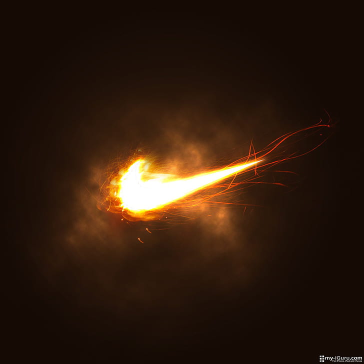 Logo, Nike, Sparks, Shiny, Dark Background, Famous Sports Brand