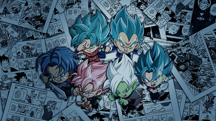 Dragon Ball Super chibi illustration, Super Saiyan Blue, Vegeta, HD wallpaper
