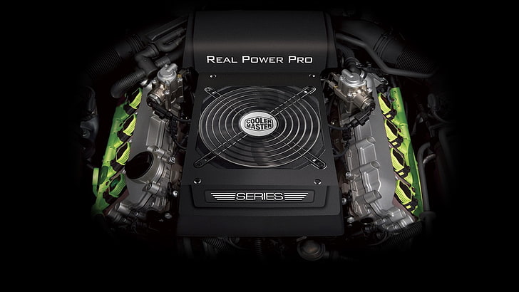 black Real Power Pro engine, amd, cooler master, power supply, HD wallpaper
