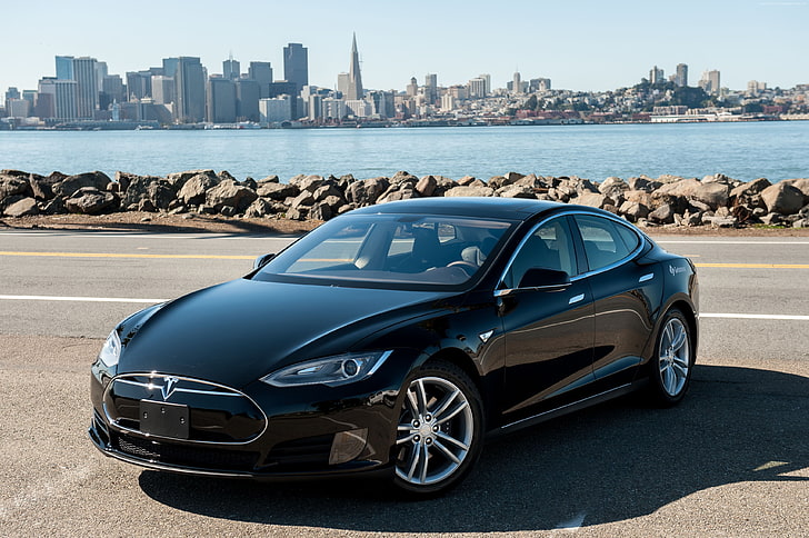 Tesla Motors, front, speed, test drive, Tesla Model S, road, HD wallpaper