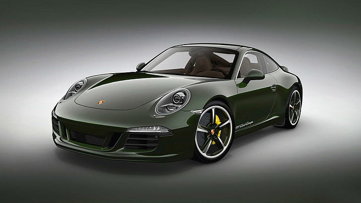 Porsche 911 Club Coupe, green luxury car, cars, 1920x1080, HD wallpaper