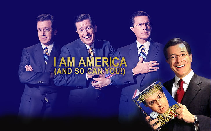 Stephen Colbert, book cover, males, men, business, group of people