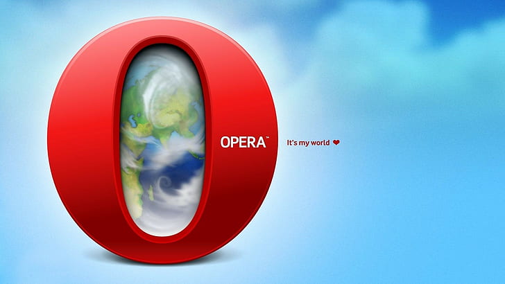 Opera browser, world, red, HD wallpaper