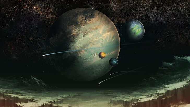 Solar System illustration, artwork, science fiction, space art